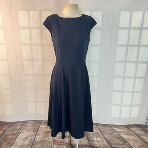Dress Tells navy cap sleeve retro 50’s vibe fit & flare midi dress size large